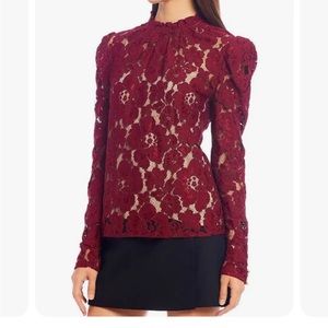 NWT Wayf red burgundy lace long sleeve top, size XL